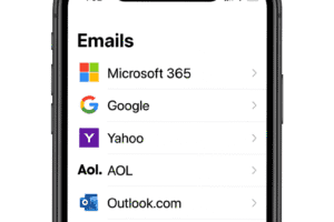 E-Mail-Verwaltung auf mobilen Geräten mit den Apps von Microsoft 365, Google, Yahoo, AOL und Outlook.